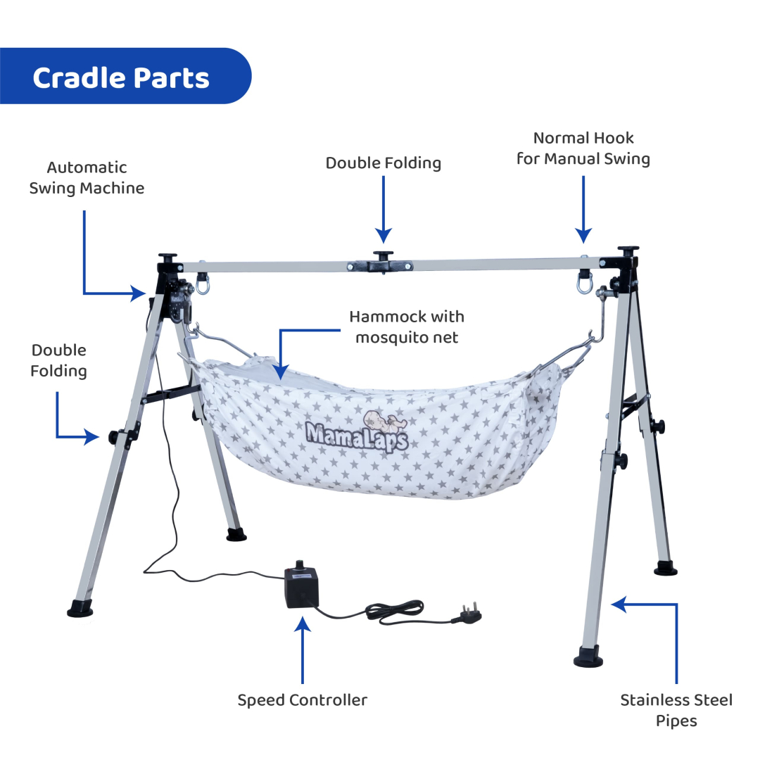 Pro Plus Automatic Baby Cradle - Double Foldable Heavy - 10* Kg Cradle - Image 8
