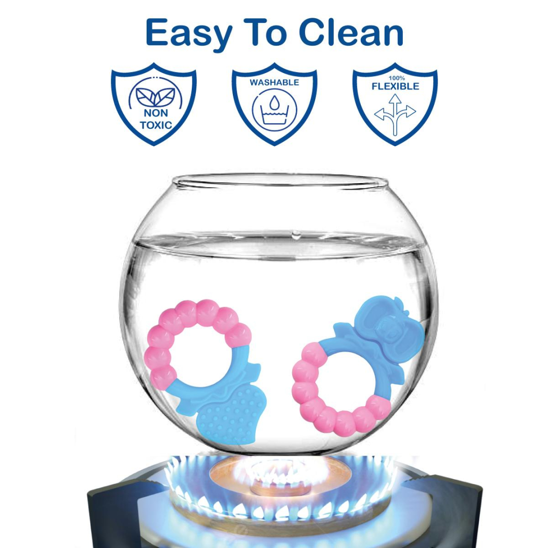 Pink Rattle Heart Soft Food Grade Silicon Teethers - BIS Certified - Image 5