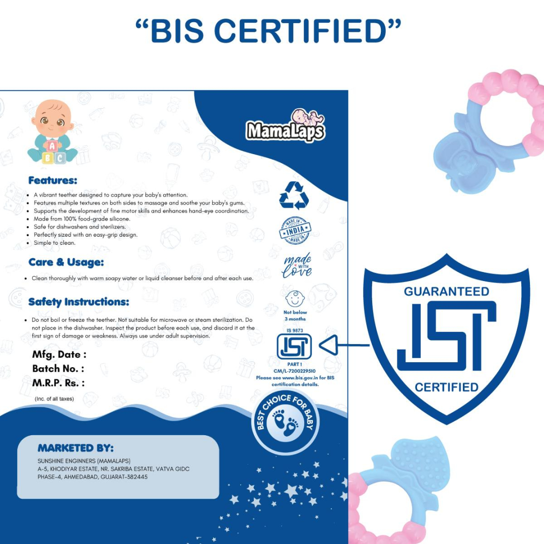 Pink Rattle Butterfly Soft Food Grade Silicon Teethers - BIS Certified - Image 5