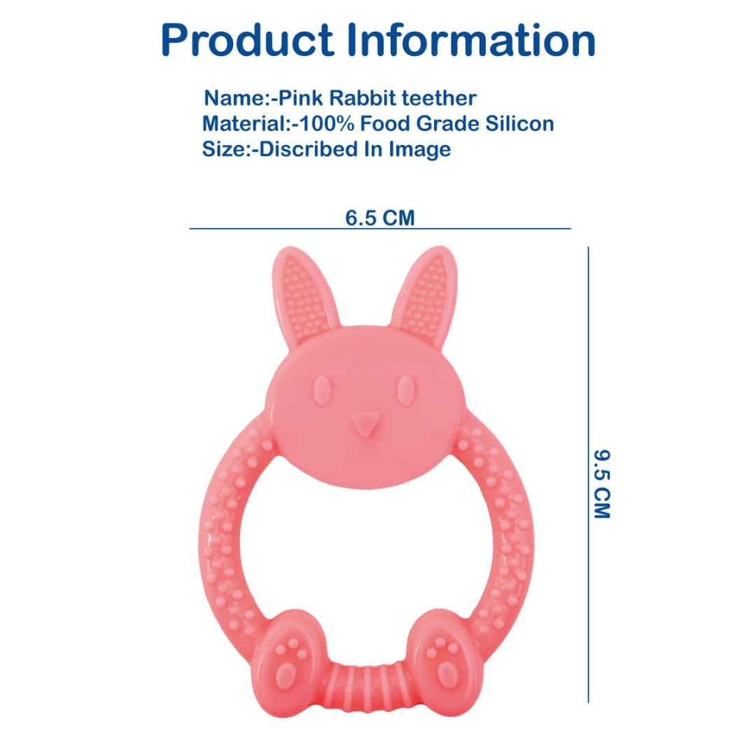 Pink Rabbit Soft Food Grade Silicon Teethers - BIS Certified - Image 2