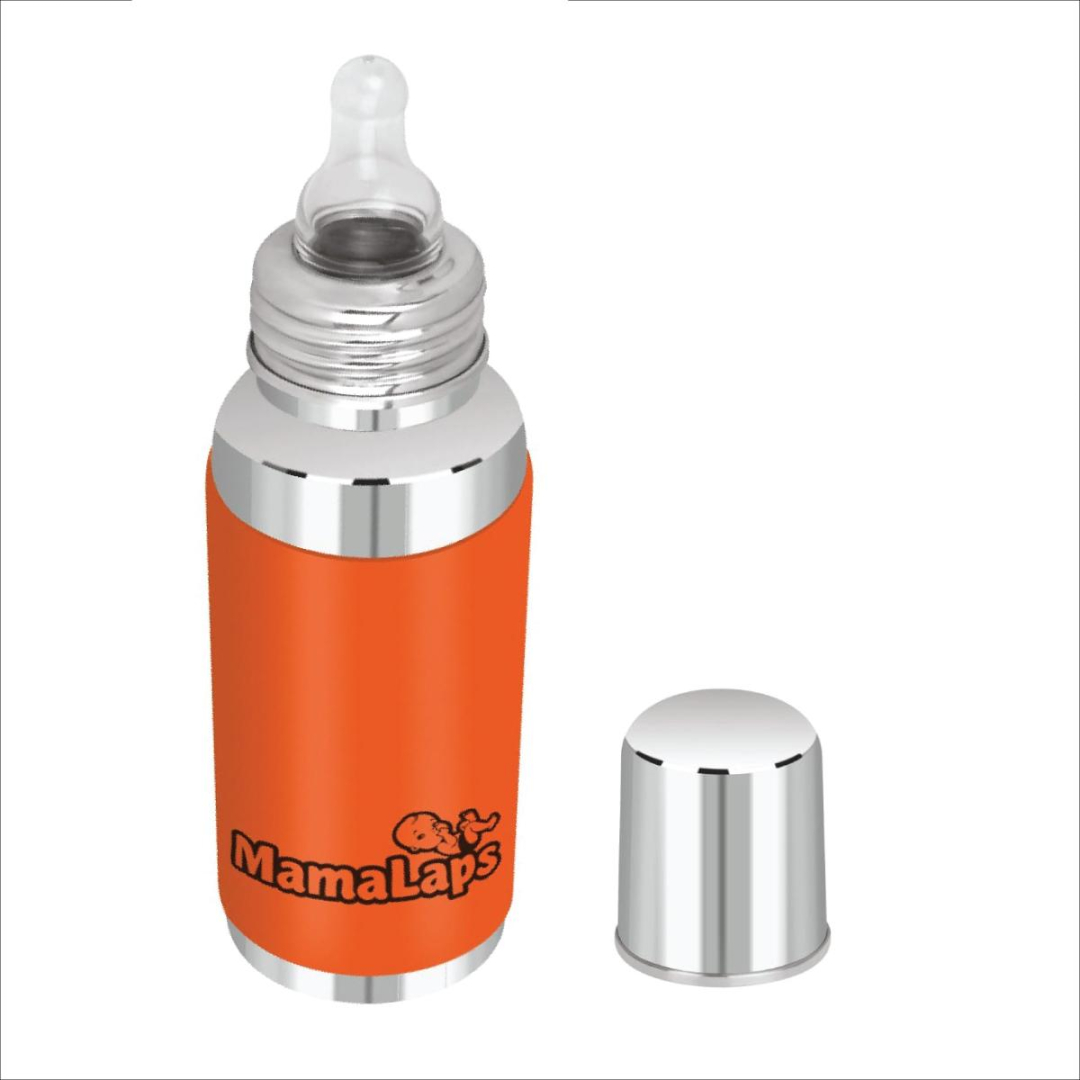 Baby Feeding Bottle Stainless Steel - Orange - Image 2