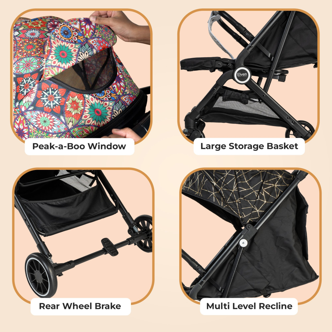 MamaLaps Elven baby stroller EasyFlyer (Black Canopy) - Image 4