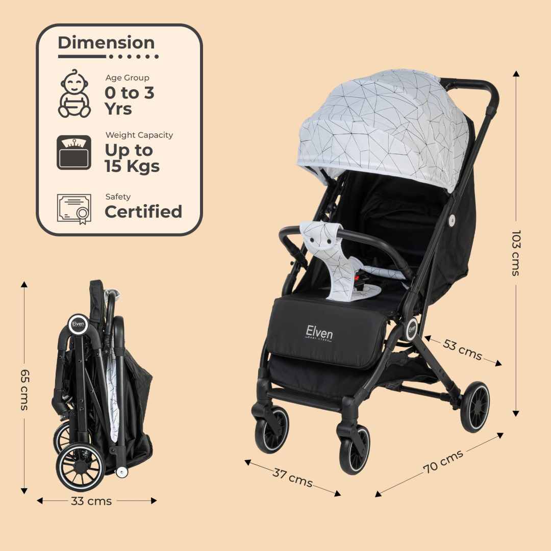 MamaLaps Elven baby stroller EasyFlyer (White Canopy) - Image 2