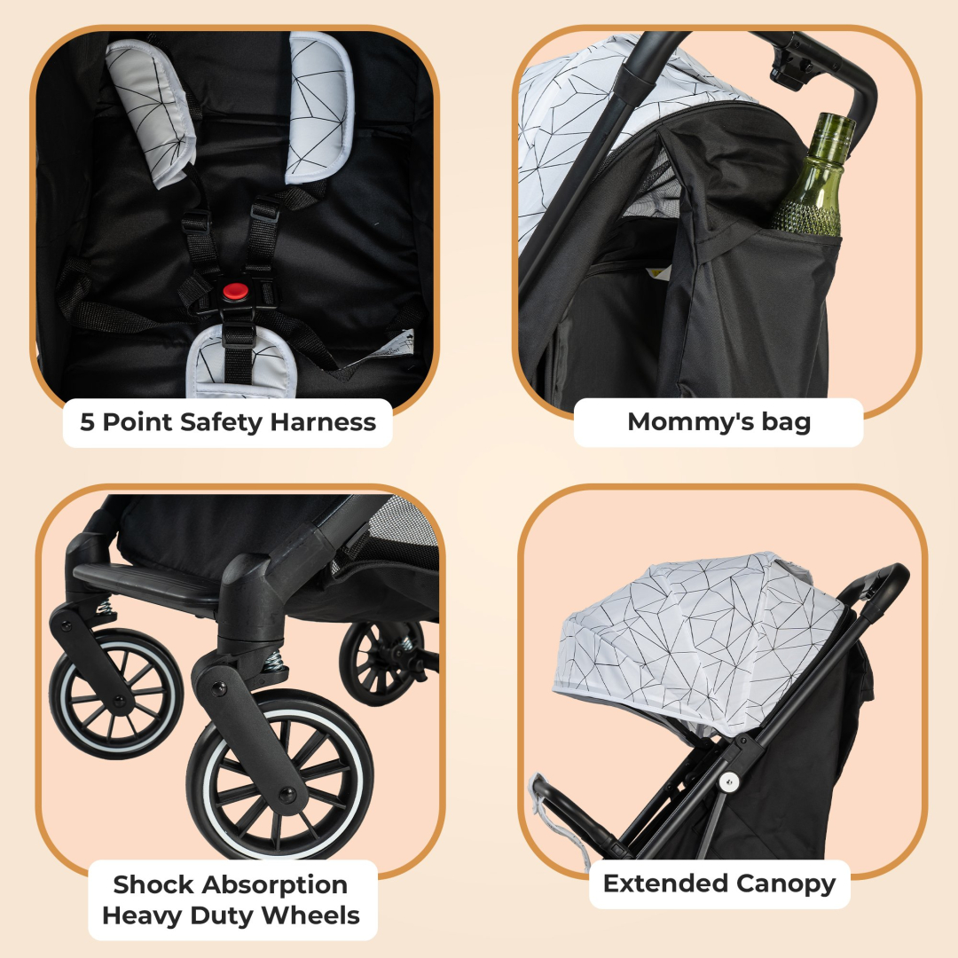 MamaLaps Elven baby stroller EasyFlyer (White Canopy) - Image 3