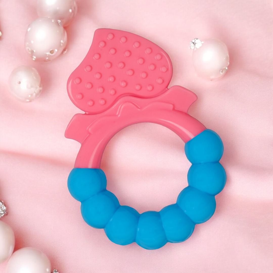 Blue Rattle Heart Soft Food Grade Silicon Teethers - BIS Certified
